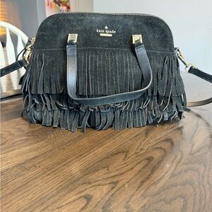 Kate Spade Black Suede Fringe Crossbody Bag